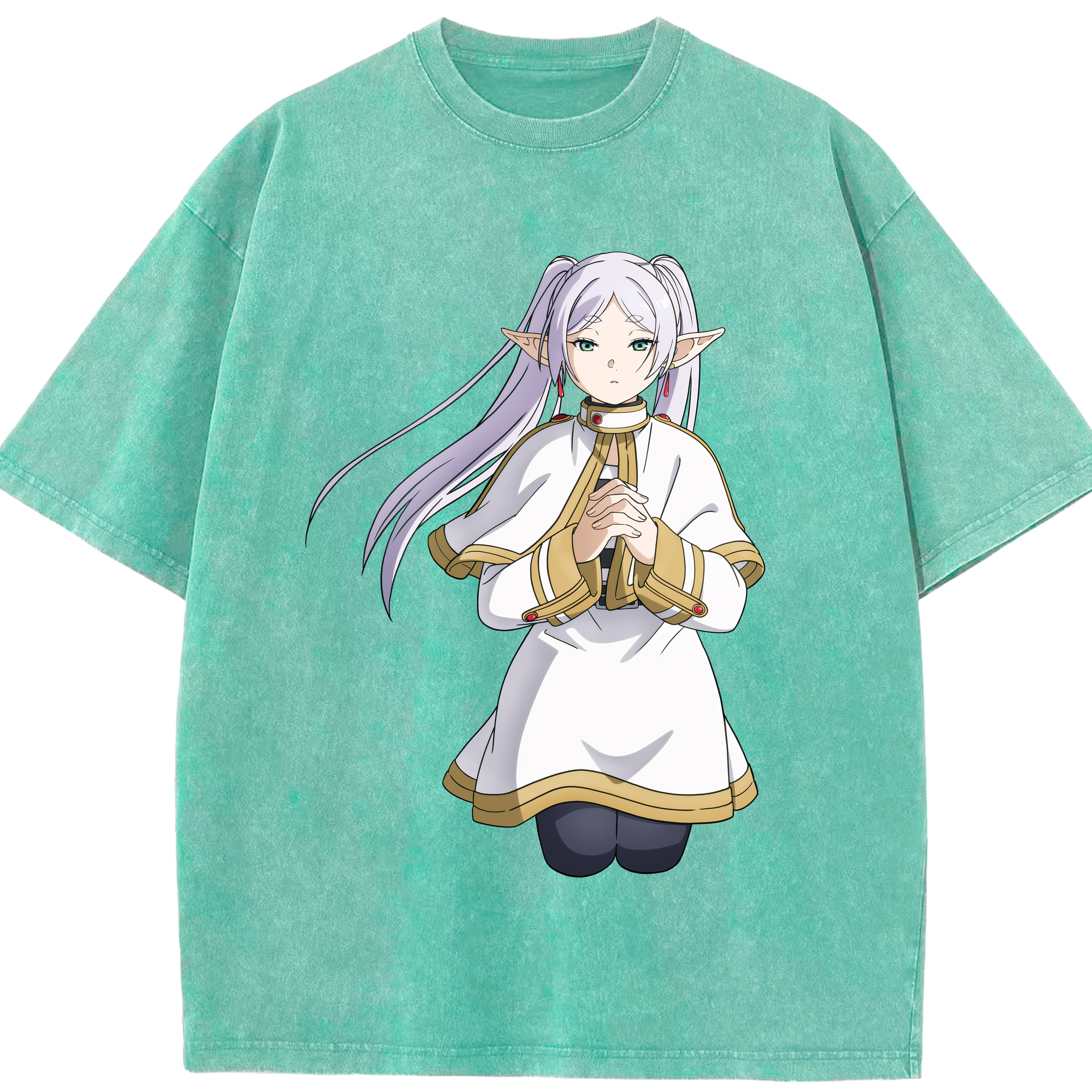 （画像用） 葬送のフリーレン Frieren 綿100% ヴィンテージ風 半袖Tシャツ（フロントプリント）